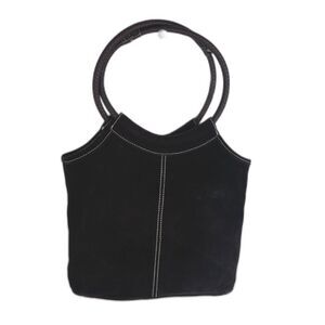 Old Navy Leather Suede Circle Handle Boho Bag Top Handle Hobo Bucket Bag